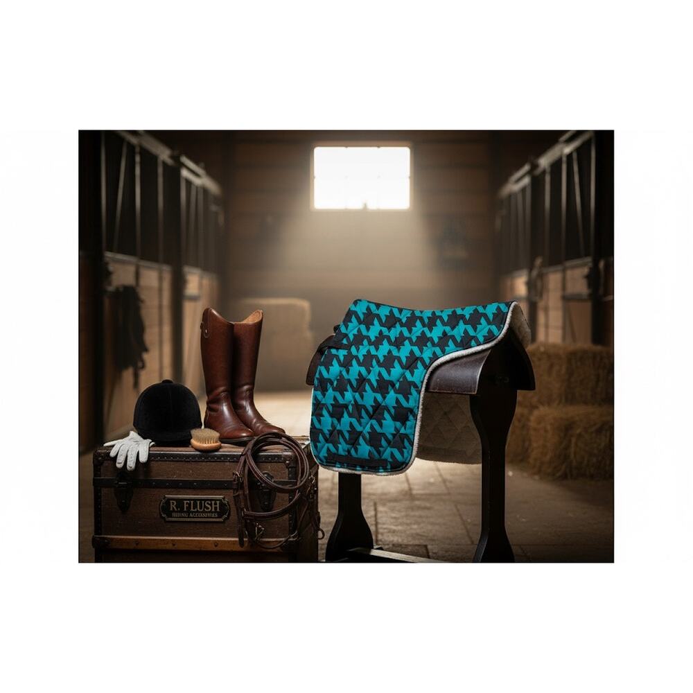 NWOT Black & Teal English Saddle Pad - 20.5” x 43”